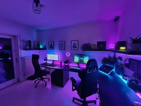 A couple's gaming setup