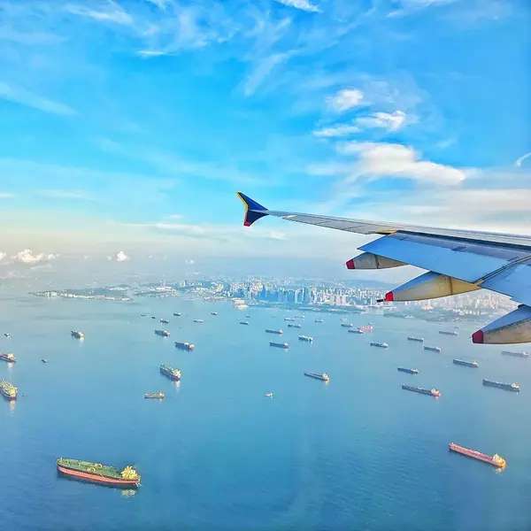 Airplane landing shot