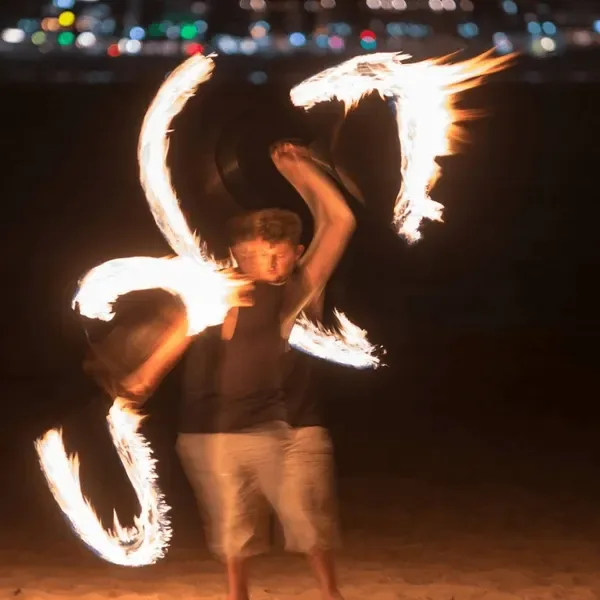Me spinning a fire staff
