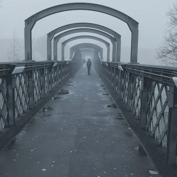 Arched concrete bridge monochrome