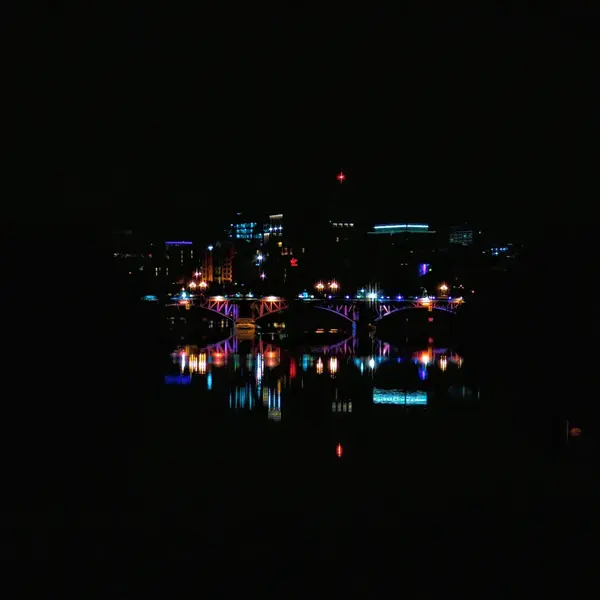 City lights night river