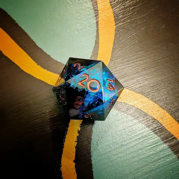 Blue d20 D&D dice