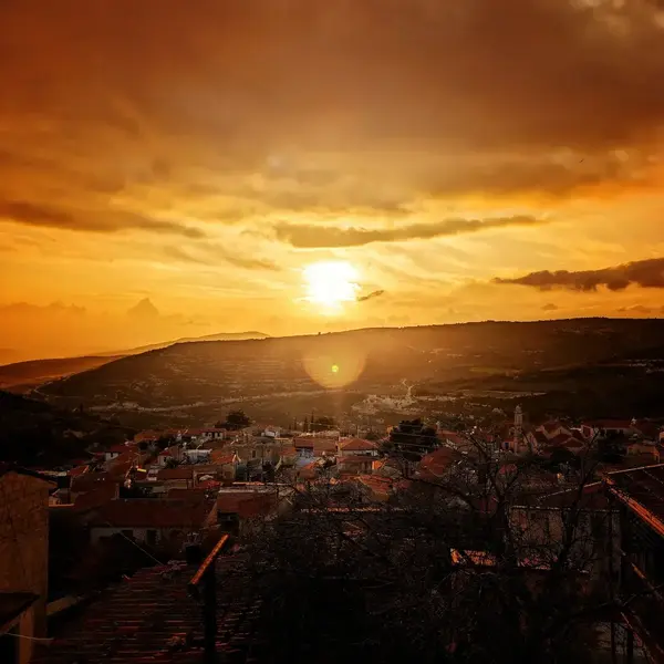 Golden sunset hilly landscape