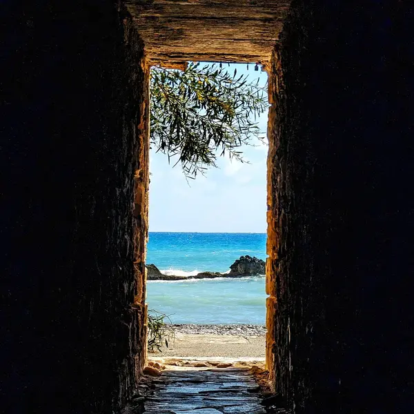 Stone window sea view (Cyprus)