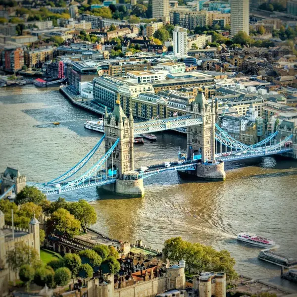 Tower bridge river thames aerial