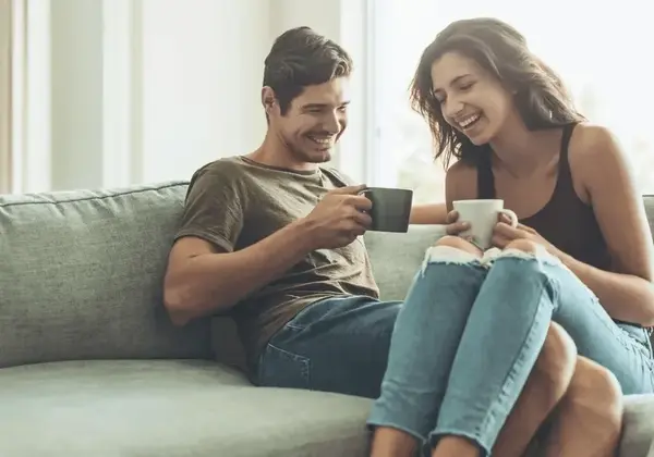 A couple enjoying tea