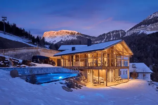 Alpine ski chalet snow pool