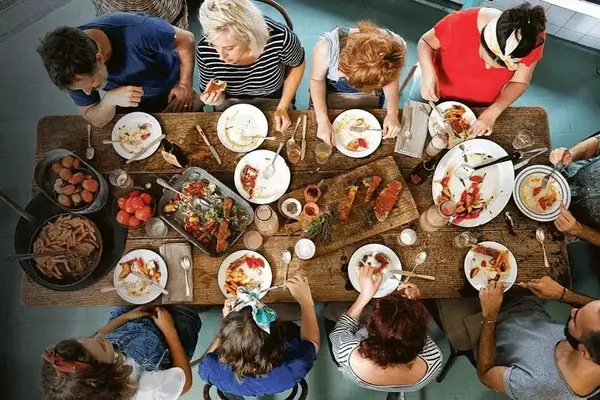 Family feast communal dining table