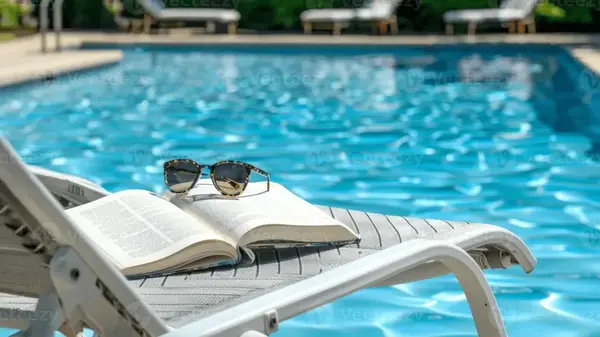 Poolside reading sunglasses book